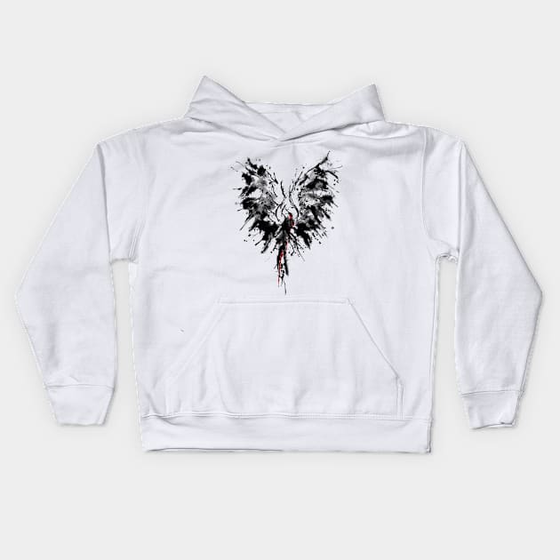 Mythical Phoenix Bird Rise From Ashes Watercolor Graphic Tee Kids Hoodie by twizzler3b